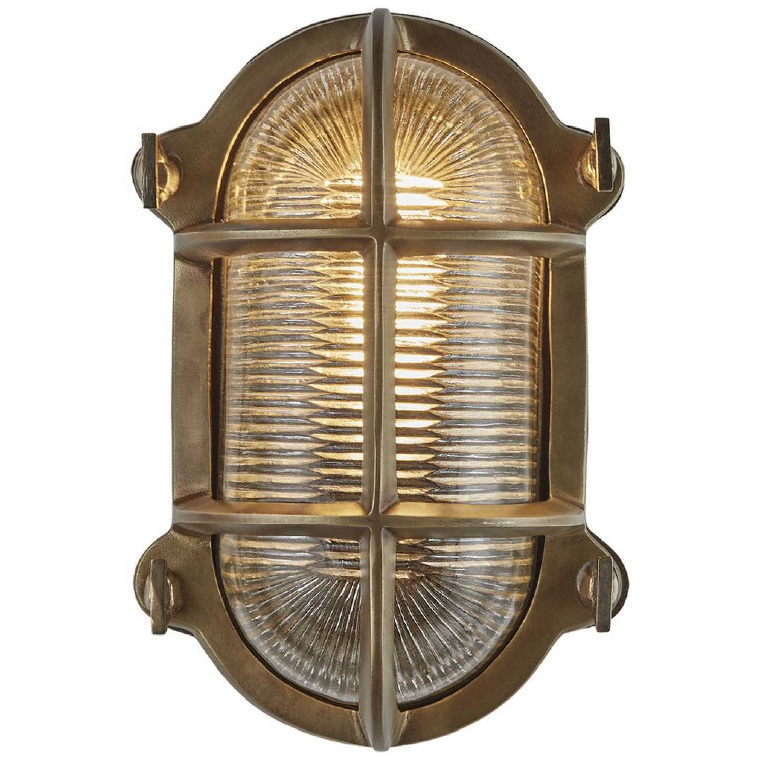 Industville Bulkhead Outdoor & Bathroom Oval Light - 6 Inch - Brass